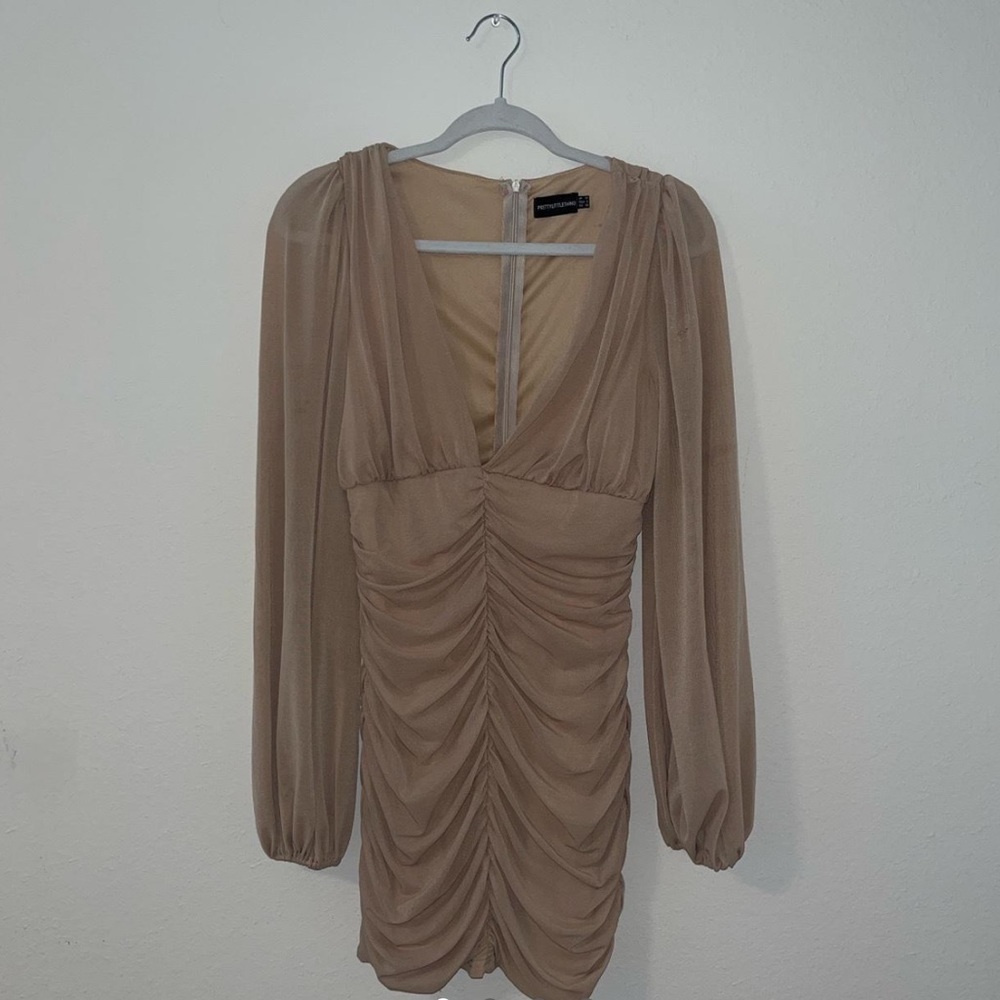 Nude Long Sleeve Dress